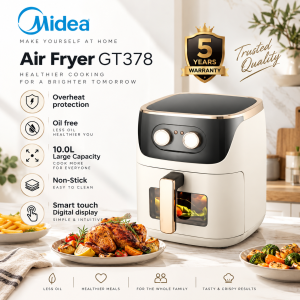 🔥10.10 SUPER DEALS🔥 Midea GT-378 10L Air Fryer Large Capacity Digital Touch Screen Oil-Free Multifunction Fast Cooking 5 Year Warranty