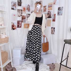 Daisy /Rok Sifon Panjang Tengah Wanita Daisy a-Line Pinggang Tinggi Bersih/ Rok plisket rok panjang