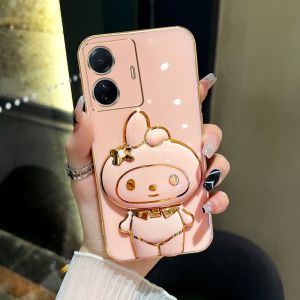 เคสโทรศัพท์มือถือ สำหรับรุ่น lnfinix Smart8 Smart7 HD Spark go 2023 Spark go 2024 Pop8 เคสขาตั้งมายเมโลดี้ my melody พร้อมกระจก เคสลายการ์ตูนน่ารัก เคสนิ่ม กันกระแทก ฝาหลัง สีดำ สีม่วง (พร้อมส่งจากไทย)