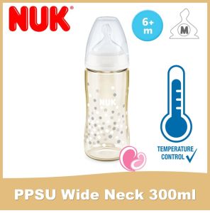 NUK PPSU 300ml/ 10oz Wide Neck Feeding Bottle Baby with Temperature Control Premium Choice+