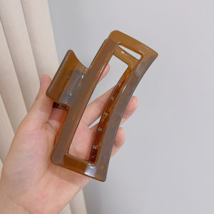 Jepit Rambut Salon 12.5cm Model Kotak Bolong Warna Transparan Khaki Jedai SUPER JUMBO HTJ003