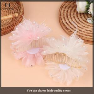 Hayating Fashion Feather Mesh Flower Hair Claw Temperament Hair Clip Elegant Headwear Hair Accessories