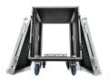 Tủ gỗ 8U tủ rack 8U tủ thiết bị âm thanh gia đình sự kiện hai nắp có thể tháo rời có bánh xe. 
