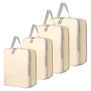 4PCS（Black/ White/ Gray）Compression Packing Set Cube Portable Compression Bag Travel Storage Bag Luggage Suitcase Organizer