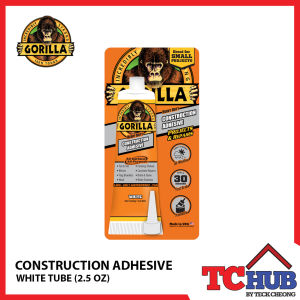 Gorilla Construction Adhesive Heavy Duty - All Weather/Gap Filling/30 sec. Fast Grab/Paintable/Indoor & Outdoor Heavy Duty Project (2.5Oz)