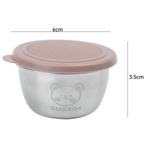 【On Sale】Sauce Cup 304 Stainless Steel Salad Cup with Lid Cute Bear Seasoning Storage Box