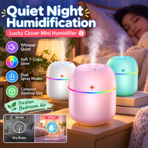 Lucky Clover Mini Humidifier USB Humidifier Portable Cool Mist Humidifier Quiet Desk Air Humidifier Night Light Cute Car Office Bedroom Travel