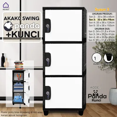 BILPIN - Lemari Baju Plastik AKAKO 1 Pintu Susun 2 3 4 5 SWING Panda
