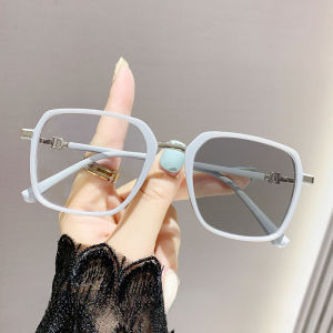 JN IMPRESSION Photochromic Internet người nổi tiếng khung lớn chống Đèn xanh dương Mắt kính cận siêu nhẹ thời trang phong cách Hàn Quốc đa giác Gọng kính Kính trơn