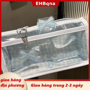 [COD] EHBqna 3PF Ship within 24 hours Ngọt Ngào Bow dây kéo bút chì trong suốt trường hợp hộp sinh viên văn phòng phẩm lưu trữ túi công suất lớn trang điểm Túi Phim hoạt hình dây kéo túi bút