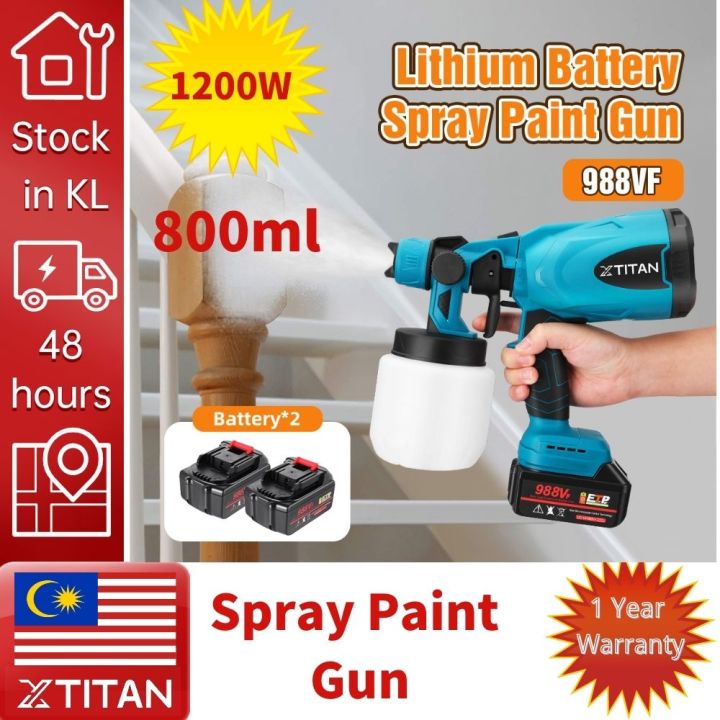 XTITAN 1888VF Cordless Electric Paint Gun Spray Gun 1200W 800ml High Power Wireless Paint