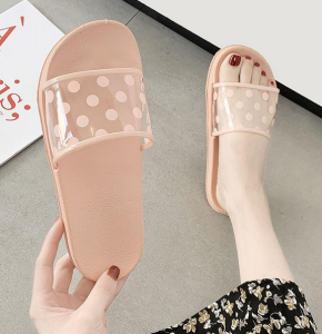 IDEALIFESHOES Sandal Wanita dot pink hitam Korea Sendal Cewek Sandal Wanita Kekinian Selop Karet Sendal Santai Wanita DOT