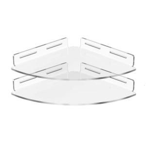 Pack of 2 Adhesive Mounted Clear Shower Shelves No Drilling Bathroom Organizers with High Weight Capacity