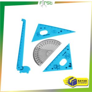 FH-A66 Penggaris Plastik 15cm Set Isi 4 Alat Tulis Sekolah Kantor Karakter Motif Jerapah / Penggaris Matematika Pengaris Garisan Penggaris Set / Ruler Set
