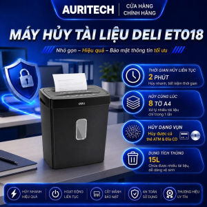 Máy Hủy Tài Liệu Chính Hãng Deli 15 lít ET018 Hủy Dạng Vụn Công Suất Lớn Dành Cho Văn Phòng Cá Nhân