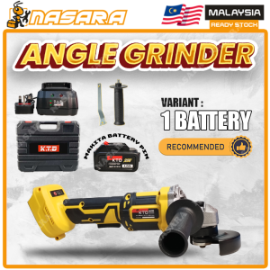 Nasara KTO Electric 18V Cordless Angle Grinder Machine Brushless Rechargeable Battery Metal Cutting Polish Mesin Canai
