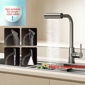Kitchen Tap 304 Stainless Steel Hot And Cold Kitchen Pull-out Faucet Waterfall Sink Tap