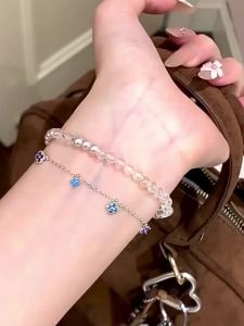 AE Dopamine 925 Sterling Silver Plated 18K Colorful four-leaf clover pendant chain collarbone necklace for women with high-end design