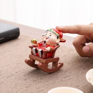NHIH Blessing Design God of Wealth Ornament Best Wishes Resin Car Interior Ornament Statue Ornaments Rotating Fortune  Decoration  Decoration