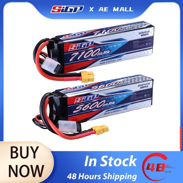 SIGP Batería Lipo 3S 11.1V 7100mAh 70C Con Conector XT60 – Pack Suave Para Coches RC, Camiones, Tanques Y Barcos De Carrera