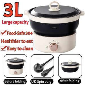 Malaysian plug 🔥 New 3L portable rice cooker foldable multi-functional non-stick pot a must-have for travel and camping Periuk Lipat 折叠锅
