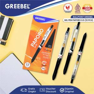 GREEBEL Pulpen Ballpen Pen Gel | PAPORO GP-507 0.5 BLACK | Pulpen Gel Greebel Pena Bolpen Bolpoin Gel