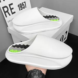 MenS Summer New Thick-Soled Outdoor Sandals CoupleS Solid Color Casual Closed-Toe Slippers