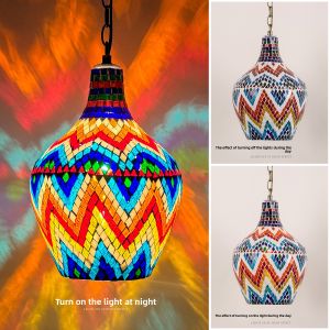 South East Asia Turkey Ceiling Light 23cm Mosaic Pendant Lamp Classical Living Room B & B Retro Club Restaurant Light Luxury Single Head Chandelier