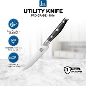 Joil Pisau Dapur Utility Knife Baja 12 cm Stainless Steel Full Tang Ketajaman Tahan Lama - NG6