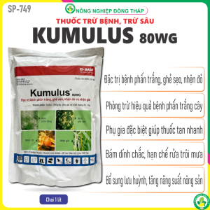 Thuốc Trừ Bệnh Trừ Sâu KUMULUS® 80WG – Đặc Trừ Bệnh Phấn Trắng Ghẻ Sẹo Nhện Đỏ và Nhện Gié (Gói 1Kg)