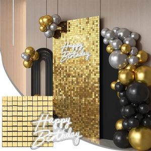 JILEI8621 Glitter Square Sequin Backdrop Wedding Birthday Decoration Backdrop Decoration Panels Baby Shower Photo Backdrop