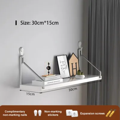 Wall Floating Shelf Non Drill Shelving Home Decorative Wall Mounted Rack Book Rak buku Kayu 实木墙上置物架
