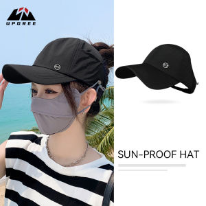 UPGREE Fashion Sun Cap Womens Sun Visor Hat Half Empty Top Large Brim Summer Visor Cap Women High Ponytail Baseball Cap Sunscreen Cap Outdoor Urban Sports Sun Protection Hat Can Wear Mask for Outdoor Travelling Shopping Climbing