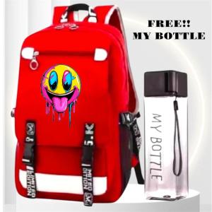 KEY RED - Tas Ransel Sekolah TerBaru Anak LakiLak Perempuan Remaja Paket 4in1 Smile Rembo 0001
