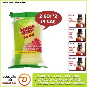 Gói 2 miếng cước lưới cọ rửa đa năng siêu bền không làm trầy xước Scotch-Brite 3M CR-LU2 90x105mm - Dmall247 siêu sạch siêu bọt