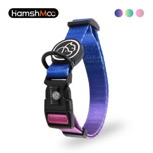 HamshMoc Adjustable Dog Collar with Gradient Ombre Pattern Pet Collar for Small Medium Large Dogs with Premium Soft Nylon 2
