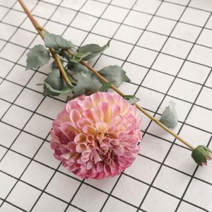 SEJUE4373 80cm Artificial Chrysanthemums Branch 2 Heads Real Touch Simulation Dahlia Flowers Flower Arrangement Floral Art Silk Fake Flowers Home Decoration