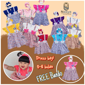 P-030 Baju Bayi Model Dress MURAH baby girl (0-6 bulan) + Bandana Dress Anak Perempuan