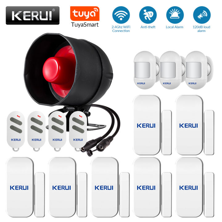 KERUI Home Security Alarm System Tuya APP Control Wireless 110dB Live ...