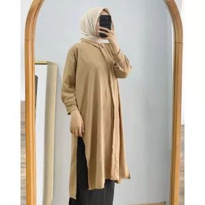 Tunik Jumbo Polos Crinkle Airflow Zeva Kemeja Long Tunik