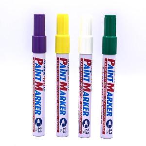 ปากกาเขียนยาง ปากกาเพ้นท์ ชุด 4 ด้าม (สีขาว ม่วง เหลือง เขียว)  แต้มทะเบียนรถ ญี่ปุ่น เขียนเหล็ก โลหะ อาร์ทไลน์ หัวกลม ขนาด 2.3 มม. แต้มสีล้อรถ