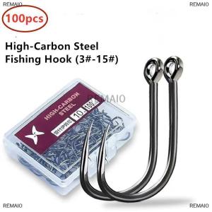 [COD] REMAI0 1 Box High Carbon Steel Circle Fishing Hooks Freshwater Fishhook Hole Strong Carp Fish Tackle High Quality