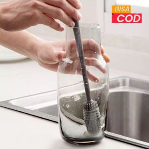 Sikat Silikon Pencuci Gelas Botol Bayi Gagang Panjang 33cm Soft Brush Long Handle Dan Pembersih Tumbler Silicon Sikat Botol
