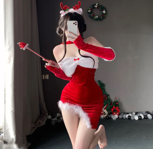 U Gonna S ชุดนอนคริสต์มาสชุดชั้นในดันแขนกุดสีแดงสำหรับเสื้อผ้ากุลสตรีชุดนอนแฟชั่น2025ดีไซน์ใหม่ยืดหยุ่นของขวัญคริสต์มาสสำหรับงานเลี้ยง