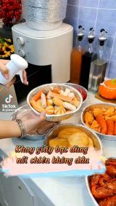 Set 10 khay giấy bạc lót nồi chiên không dầu