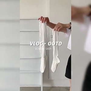 Phụ Nữ Hàn Quốc Preppy Bê Ngọt Ngào Vớ Với Bong Bóng Slouchy Còng Thanh Lịch Giản Dị Thoáng Khí màu trơn tất ống dài trung bình
