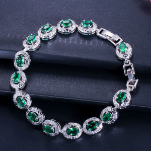 SEQUITO Korean Style Silver Plating Women Party Bracelet Peve Setting White AAA Cubic Zirconia Stones Trendy Dinner Banquet Bangle Jewelry for Lady B207