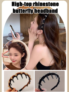 Star Diamond Secret High Crown Water Rhinestone Butterfly Headband for AllYear Stylish Women AntiSlip Design for Frizz Control