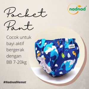 Clodi Popok Kain NADNAD POCKET PANT BB 7-25 KG + Insert Microfiber. Bayi Aktif
