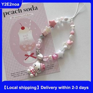 【Local shipping】 Red Checkered Love Heart Hello Kitty Phone Pendant Cartoon Kitty Phone Case Chain Keychain Backpack Accessories Gift